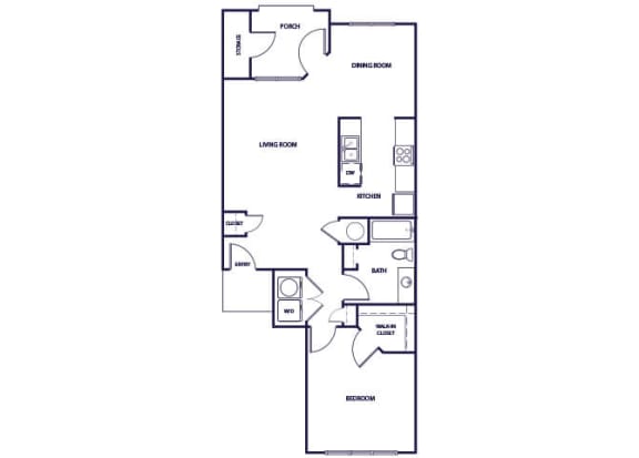 Floor Plan  One bedroom floor plan at Grand Oaks Apartments in Chester VA