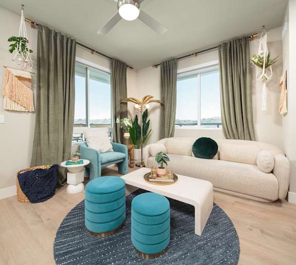 Living room at Rivair Apartment Homes in San Diego CA