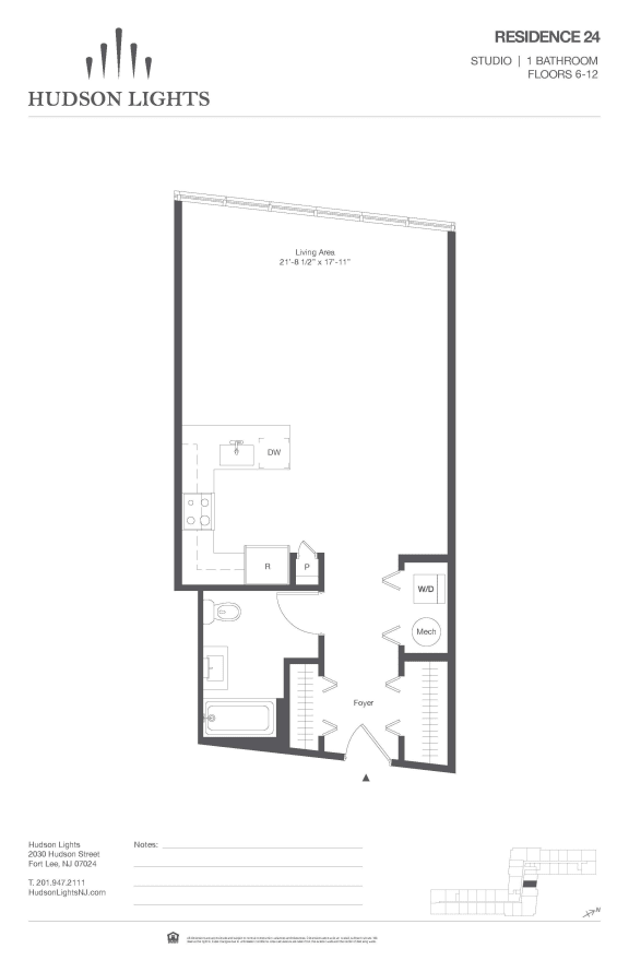 Residence 24 Floor Plan at Hudson Lights, New Jersey