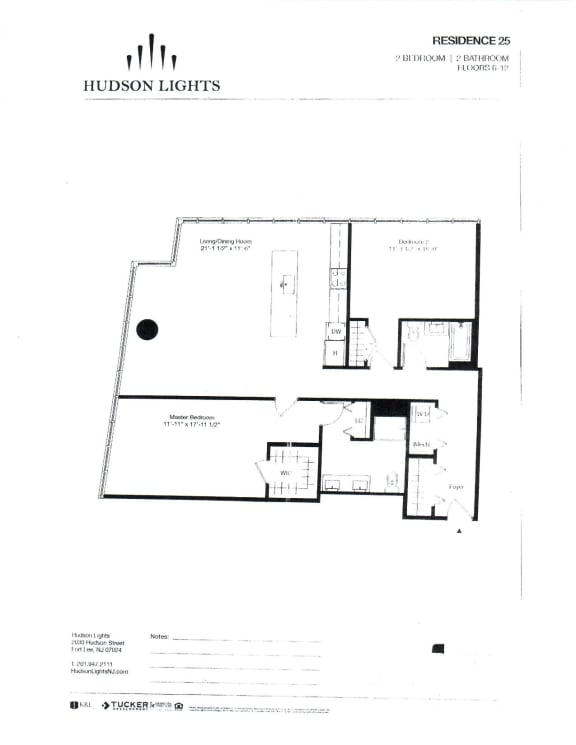 Residence 25 Floor Plan at Hudson Lights, Fort Lee, NJ