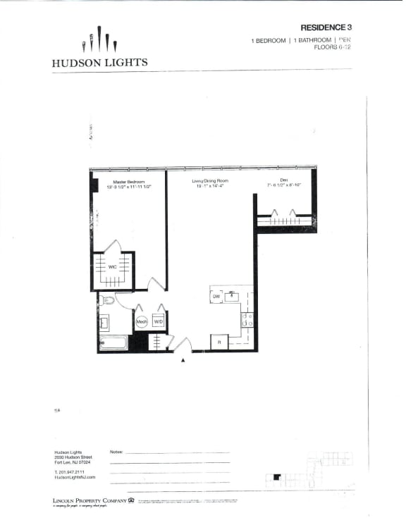Residence 3 Floor Plan Residence 3 Floor Plan at Hudson Lights, New Jersey