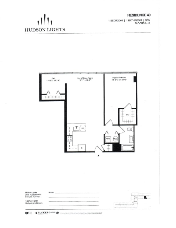 Residence 40 Floor Plan at Hudson Lights, Fort Lee, New Jersey
