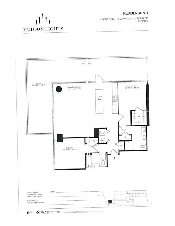 Residence 501 Floor Plan at Hudson Lights, New Jersey