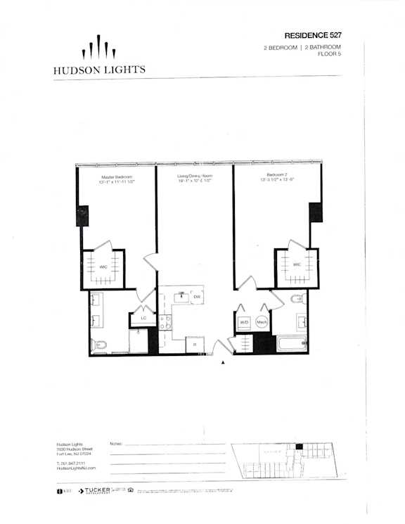 Residence 527 Floor Plan at Hudson Lights, Fort Lee, NJ