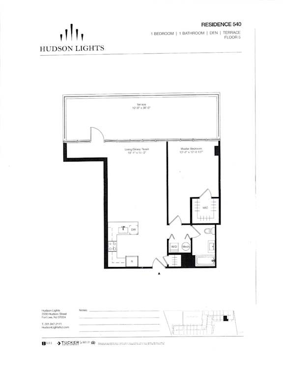 Residence 540 Floor Plan at Hudson Lights, Fort Lee
