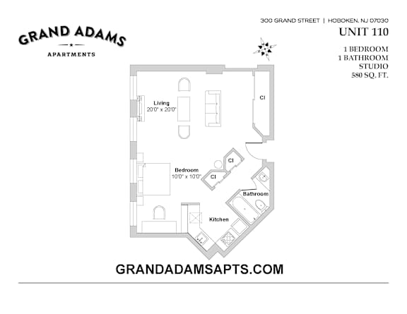 UNIT 110 at Grand Adams Apartment Owner LLC, Hoboken, NJ