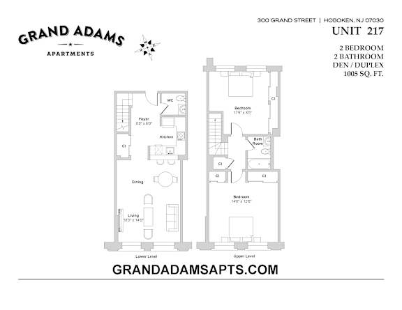 UNIT 217 at Grand Adams Apartments, Hoboken, New Jersey