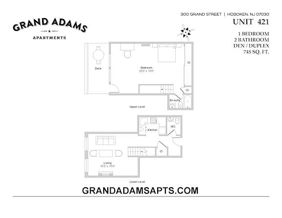 Floor Plan  UNIT 421 at Grand Adams Apartment Owner LLC, Hoboken, New Jersey