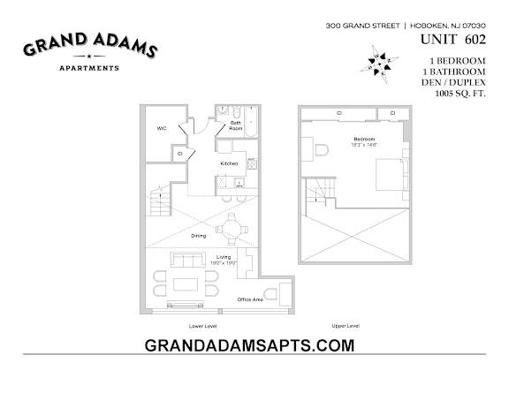 Floor Plan  UNIT 602 at Grand Adams Apartment Owner LLC, New Jersey, 07030