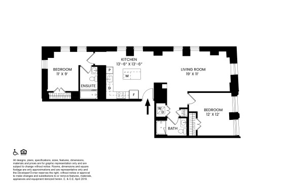 A- Two Bedrooms Two Bathrooms Floor Plan