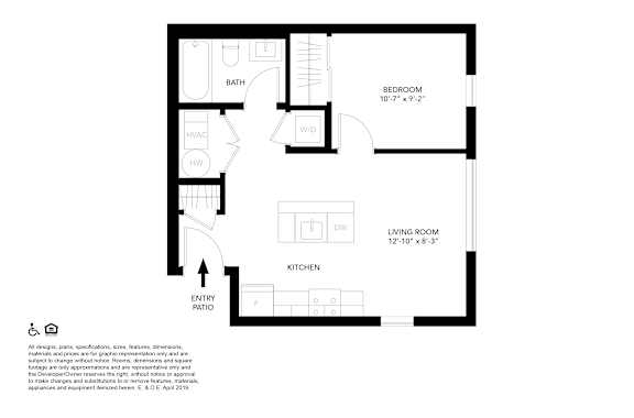 A floor plan of a house with a living room, kitchen, bathroom and bedroom.