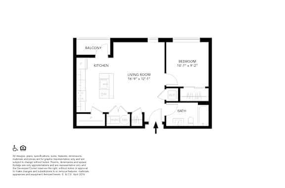 A black and white image of a floor plan for a home with a living room, kitchen, dining room, bedroom, and bathroom.