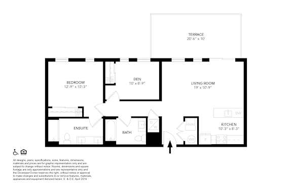 A floor plan of a house with a bedroom, living room, kitchen, and bathroom.