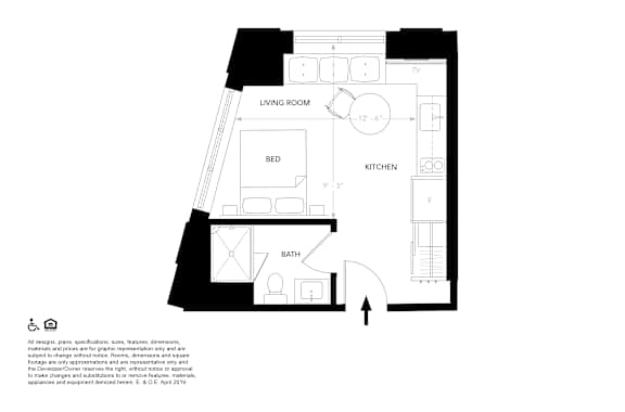 Unit F Floor Plan at 28Grand, Detroit, MI, 48226