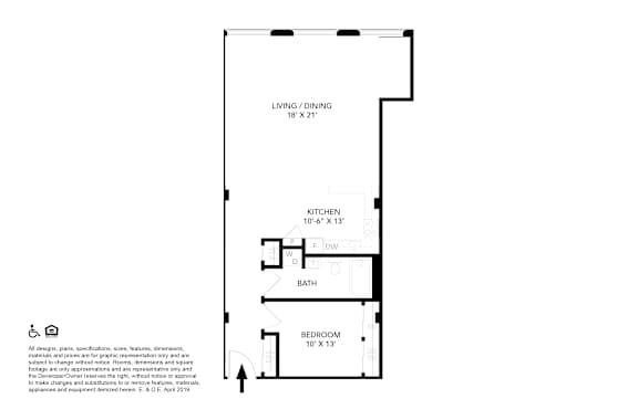 A floor plan of a bedroom with a bathroom and living room.