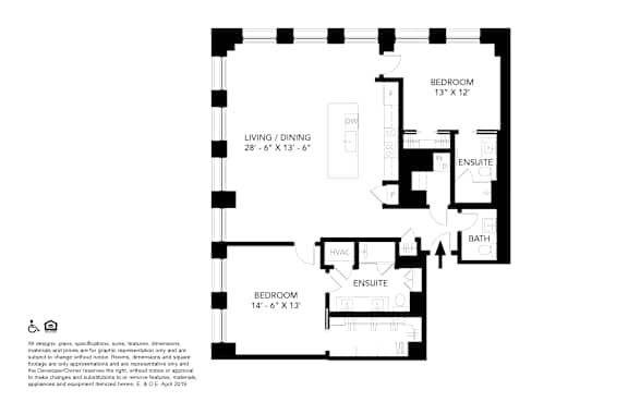 Unit 01 (A) Floor Plan  at Vinton, Michigan, 48226