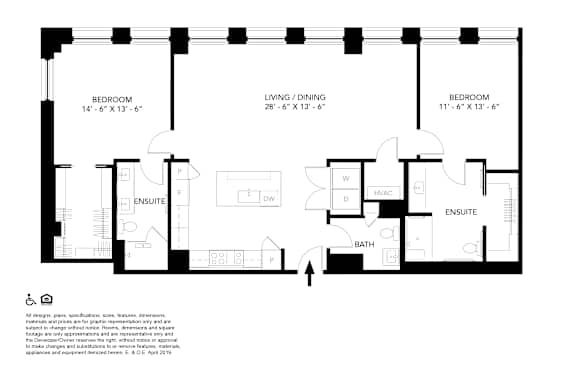 Unit 03 (ADA) Floor Plan  at Vinton, Michigan, 48226