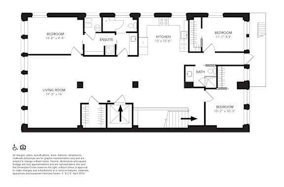 3 Bedroom 2 Bathroom Floor Plan at 1525 Broadway, Detroit, 48226
