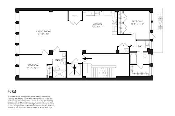 2 Bedroom 2 Bathroom Floor Plan at 1525 Broadway, Detroit, 48226