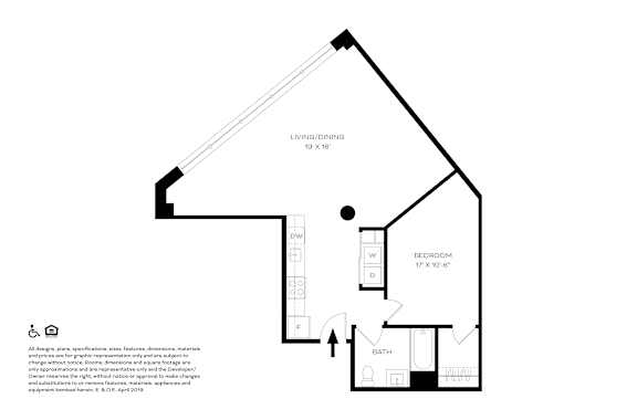 A black and white drawing of a house with a bedroom and bathroom.