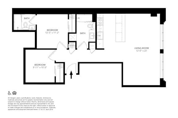 A black and white image of a floor plan for a home with three bedrooms and a living room.