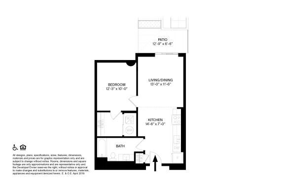 1 Bed 1 Bath B2 Floor Plan at The May, Cleveland, OH, 44114
