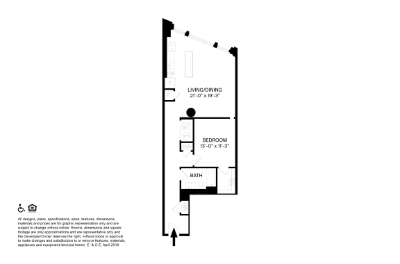 1 Bedroom 1 Bathroom F2 Floor plan at The May, Cleveland, OH, 44114