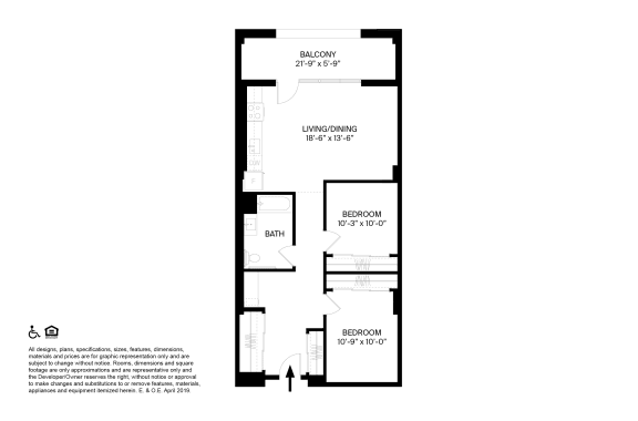 2 Bedroom 2 Bathroom U9 Floor plan at The May, Cleveland, OH, 44114