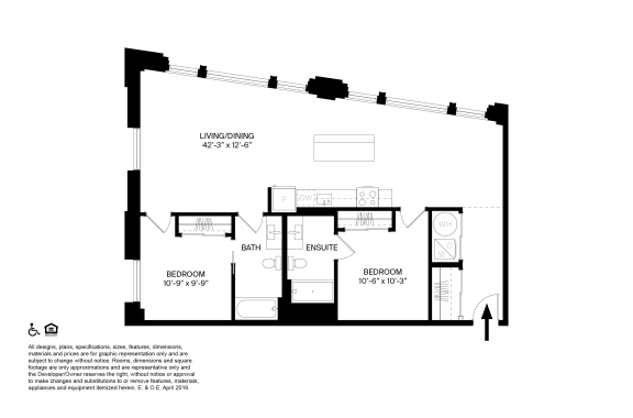 2 Bedroom 2 Bathroom V Floor plan at The May, Cleveland, OH, 44114