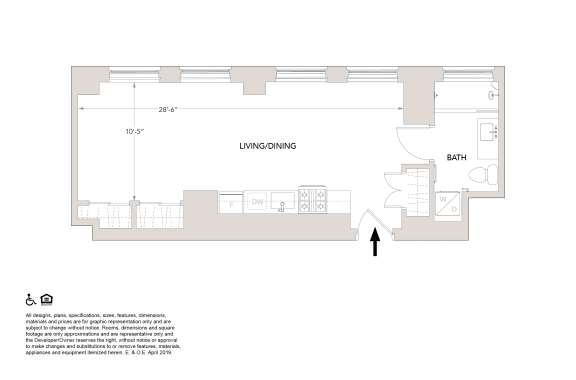 D Studio Floor Plan at Book Tower, Detroit, MI, 48226