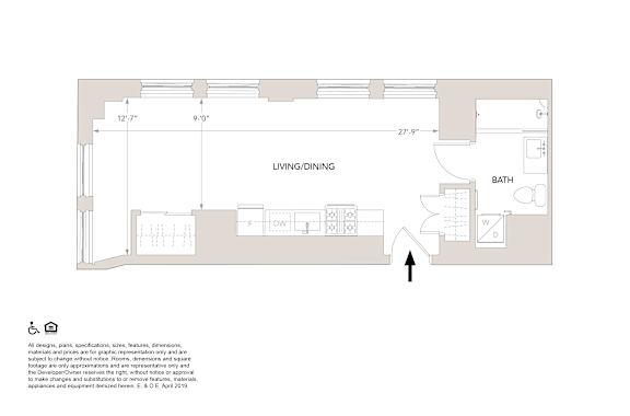 D3 Floor Plan at Book Tower, Detroit, MI, 48226