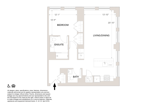 R 1 Bedroom 1.5 Bathrooms Floor Plan at Book Tower, Detroit, MI, 48226