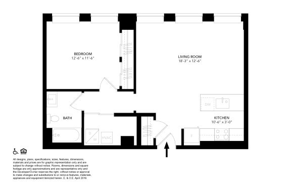 Unit G2- One Bedroom Floor Plan at The Press/321, Michigan, 48226