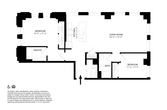 Unit L- Two Bedrooms Two Bathrooms Floor Plan at The Press/321, Michigan, 48226