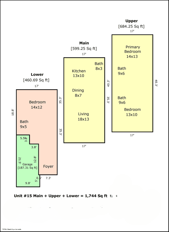 Floor Plan  a schematic diagram of three floor plans of a building