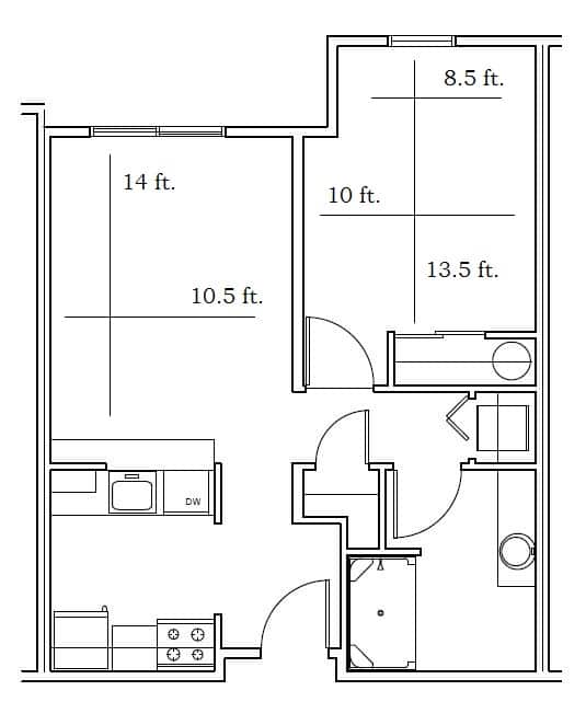 the floor plan of the first floor of a town house