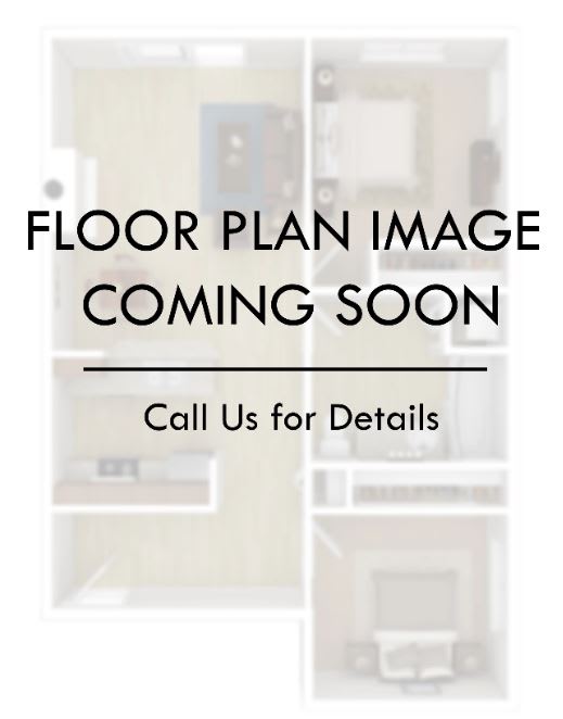 An 864 SF one bedroom apartment floor plan image at The Dempsey in Madison, AL