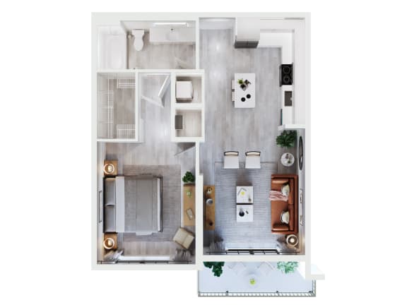 a 1 bedroom bedroom floor plan an in 2d at Leena Plantation, Florida