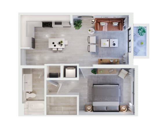 a floor plan of a one bedroom apartment with two bathrooms and a living room with a fireplace at Leena Plantation, Plantation, 33322