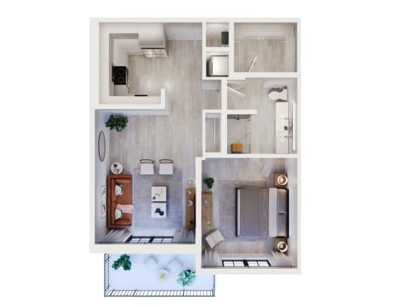 bedroom floor plan an in 1 bed 1 bath at Leena Plantation, Plantation, FL