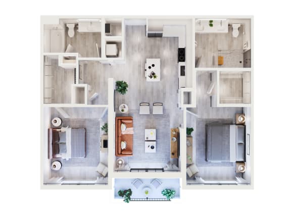a floor plan of a two bedroom apartment with two bathrooms and a balcony floor plan, transparent at Leena Plantation, Plantation Florida