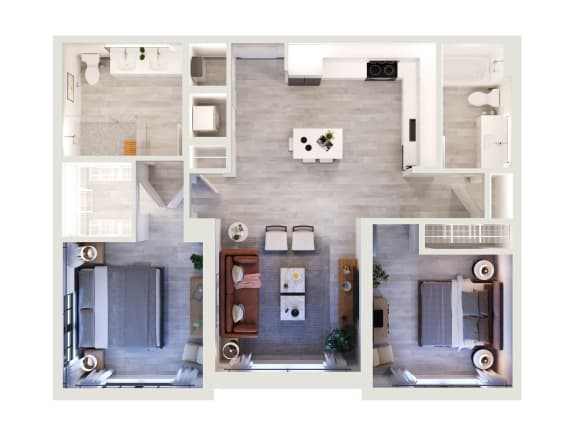 a floor plan of a two bedroom apartment with two bathrooms and a balcony at Leena Plantation, Plantation, FL