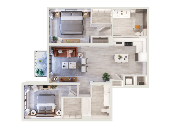 B4 Floor Plan 2 Bed 2 Bath at Leena Plantation Apartments in Plantation, FL