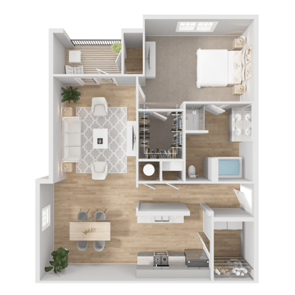 the interior of a 1 bedroom apartment is shown with a wood floor