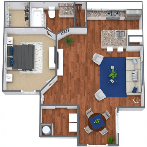 a floor plan of a house with a bedroom and a living room