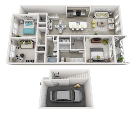 a floor plan of a 3 bedroom apartment at Altis Grand Suncoast, Land O&#x27; Lakes, 34638