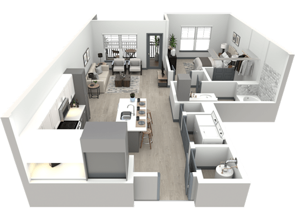 a 3d floor plan of a house