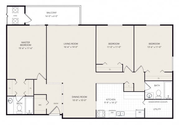 3 bed 2 bath at Willow Creek Apartment , Kalamazoo, 49008