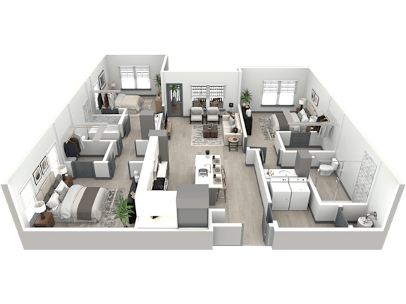 3d floor plan of a bedroom apartment