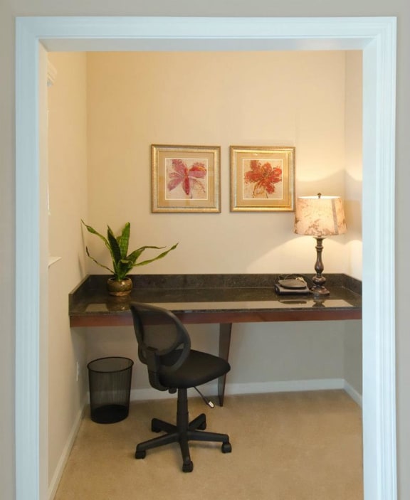 built in desk and office